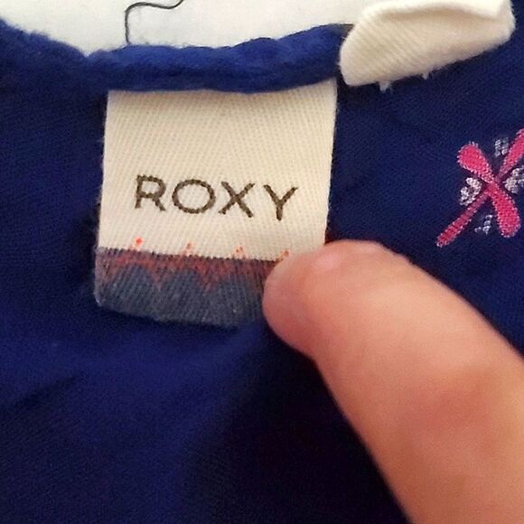 Roxy Boho Navy Medallion Print Surplice Front Flowy Romper - Picture 12 of 14
